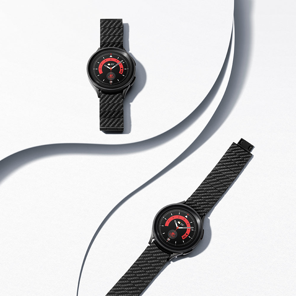Galaxy Watch 5 Pro 45mm Karbon Fiber Pitaka Modern Serisi Black-Grey Twill Kordon Siyah-Gri