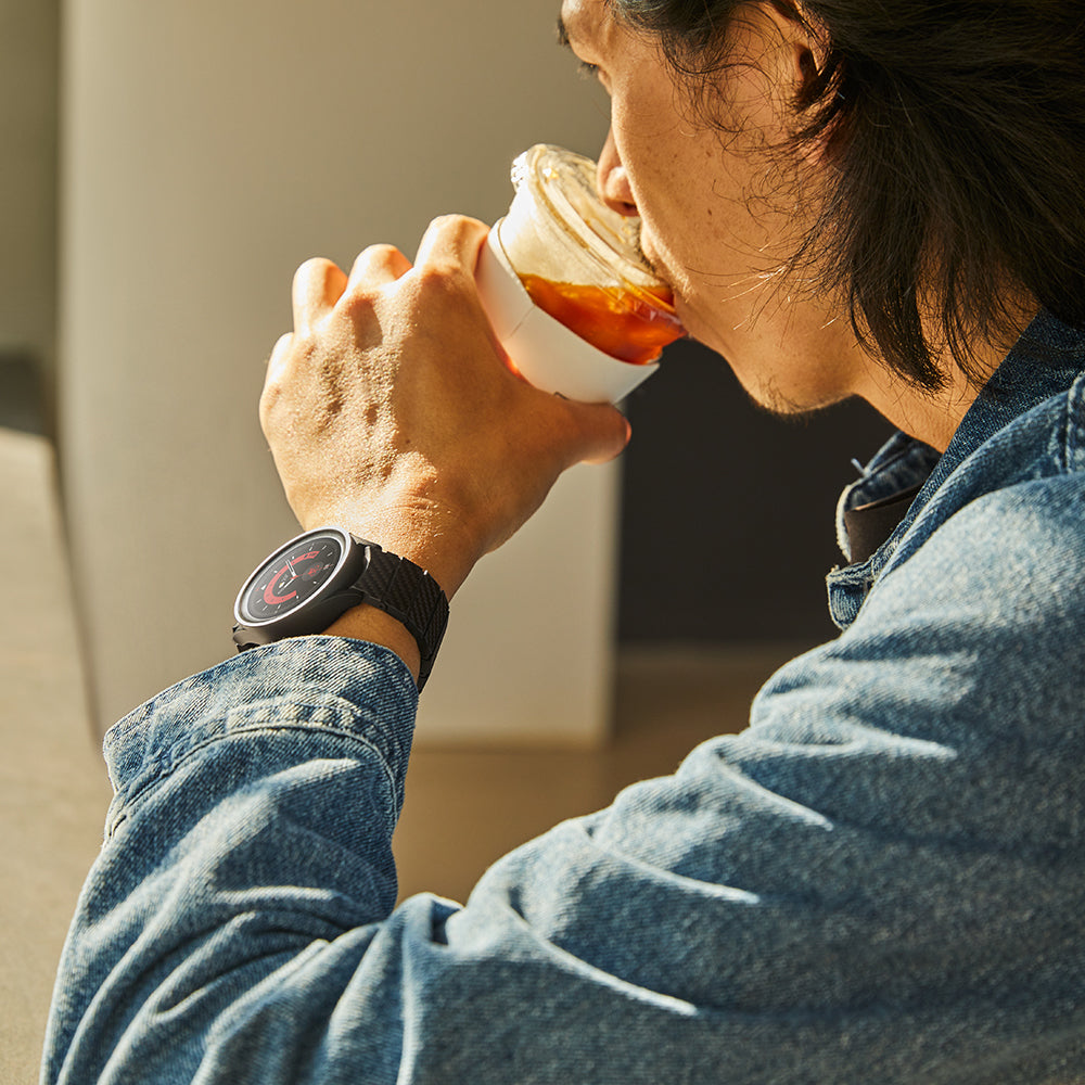 Galaxy Watch 6 40mm Karbon Fiber Pitaka Modern Serisi Black-Grey Twill Kordon Siyah-Gri