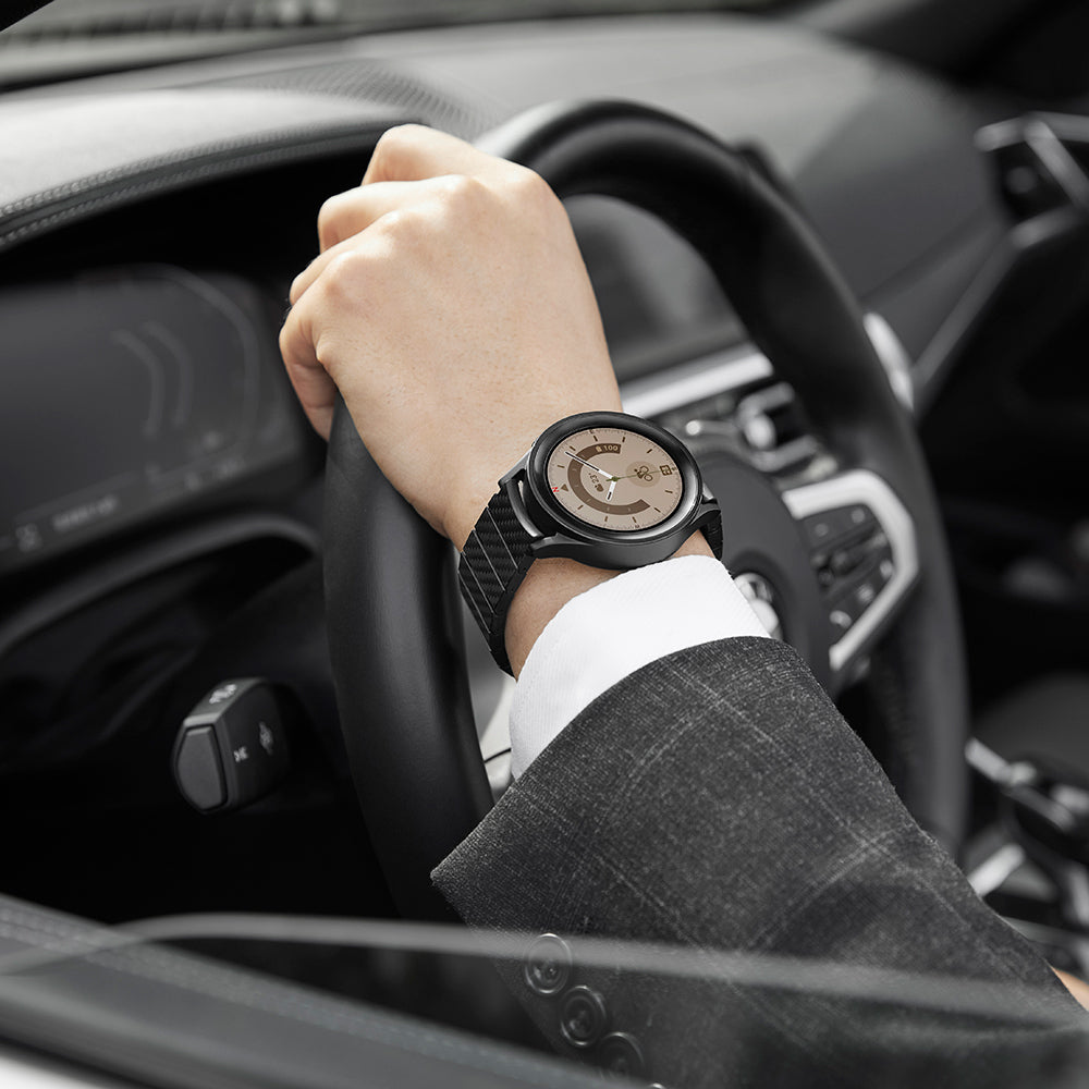 Galaxy Watch 6 Classic 43mm Karbon Fiber Pitaka Modern Serisi Black-Grey Twill Kordon Siyah-Gri