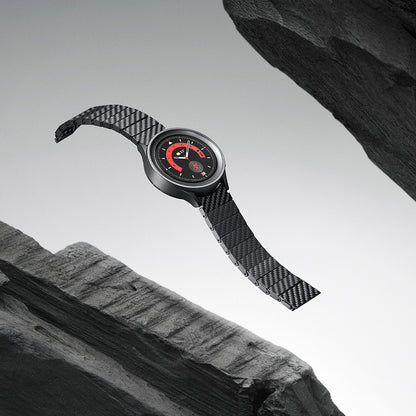 Galaxy Watch 7 44mm Karbon Fiber Pitaka Modern Serisi Black-Grey Twill Kordon Siyah-Gri