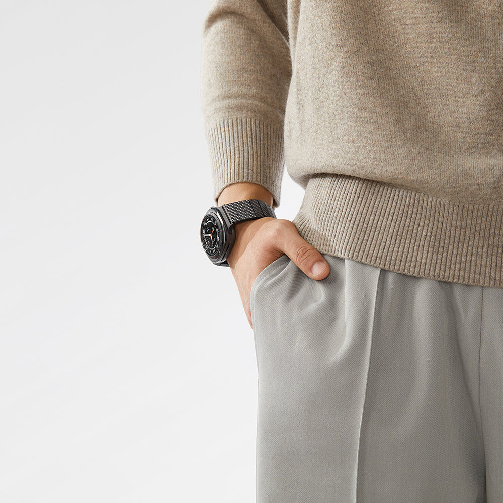 Galaxy Watch Ultra 47mm Karbon Fiber Pitaka Modern Serisi Black-Grey Twill Kordon Siyah-Gri