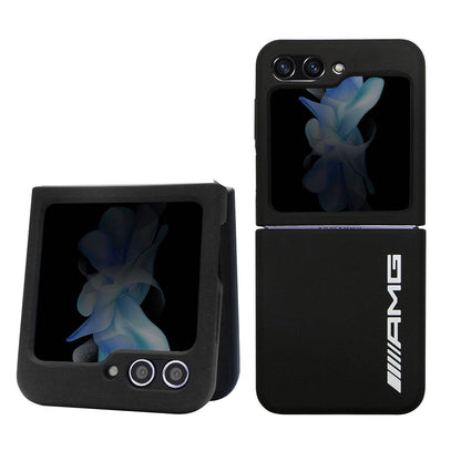 Galaxy Z Flip 5 Kılıf AMG M-safe Şarj Özellikli Büyük Logo Dizayn Orjinal Lisanslı Kapak Siyah