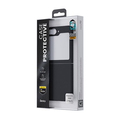 Galaxy Z Flip 5 Kılıf Karbon Fiber Benks Essential ArmorAir 600D Kevlar Kapak Siyah
