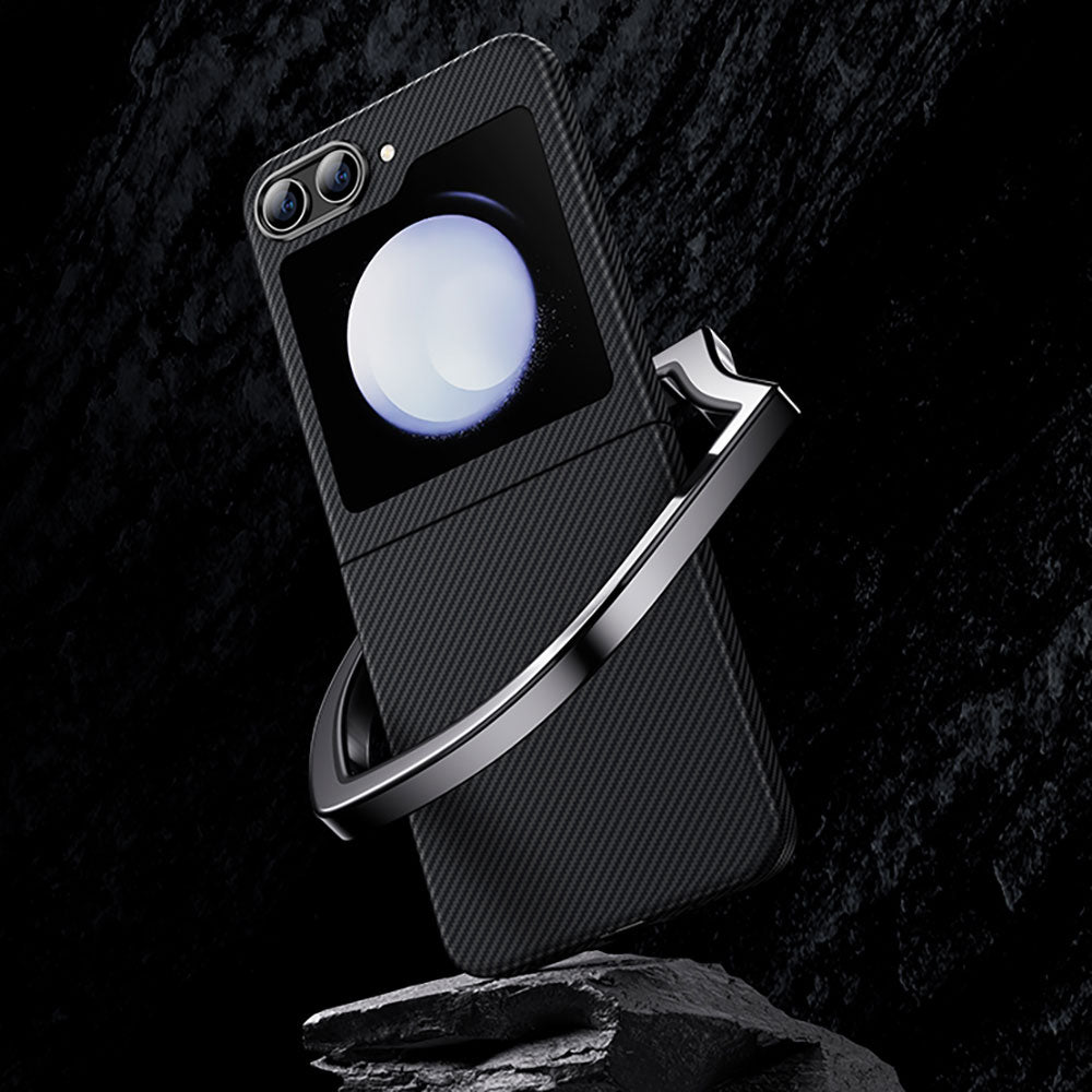 Galaxy Z Flip 5 Kılıf Karbon Fiber Benks Essential ArmorAir 600D Kevlar Kapak Siyah