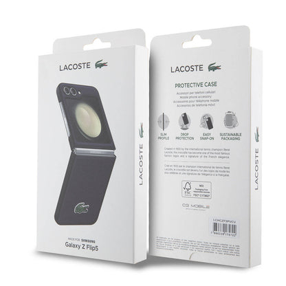 Galaxy Z Flip 5 Kılıf Lacoste Orjinal Lisanslı PU Pike Desenli Arka Yüzey İkonik Timsah Dokuma Logolu Kapak Kırmızı