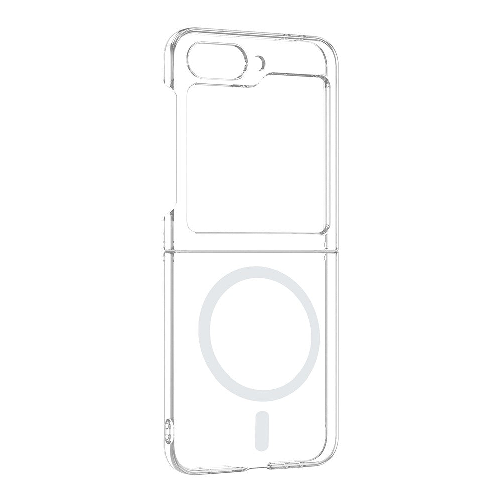 Galaxy Z Flip 6 Kamera Korumalı M-Safe Şarj Özellikli Şeffaf Zore London Sert PC Kapak