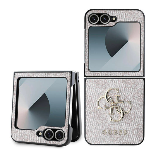 Galaxy Z Flip 6 Kılıf Guess Orjinal Lisanslı Leather Metal Logo Kapak Kahverengi