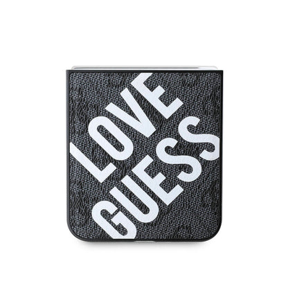Galaxy Z Flip 6 Kılıf Guess Orjinal Lisanslı M-safe Şarj Özellikli Love Guess Printing Kapak Siyah