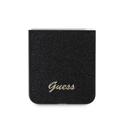 Galaxy Z Flip 6 Kılıf Guess Orjinal Lisanslı Yazı Logolu Glitter Script Kapak Siyah