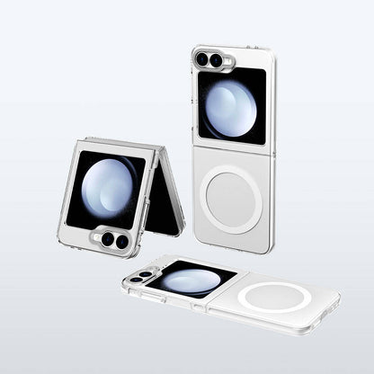 Galaxy Z Flip 6 Kılıf M-safe Şarj Özellikli Şeffaf Youngkit Crystal Shield Serisi Kapak Şeffaf