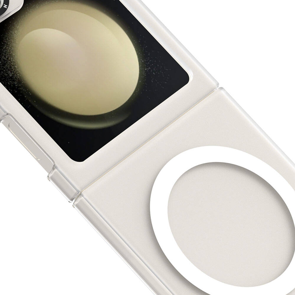 Galaxy Z Flip 6 Kılıf M-safe Şarj Özellikli Youngkit Hidden Sand Serisi Kapak Beyaz