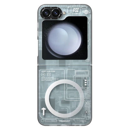 Galaxy Z Flip 6 Kılıf M-safe Şarj Özellikli Youngkit Technology Serisi Kapak Siyah