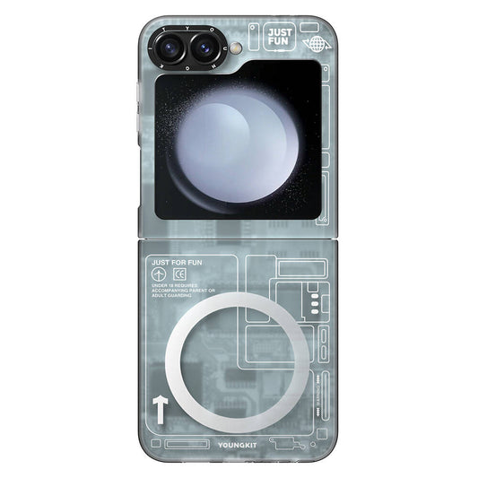 Galaxy Z Flip 6 Kılıf M-safe Şarj Özellikli Youngkit Technology Serisi Kapak Siyah