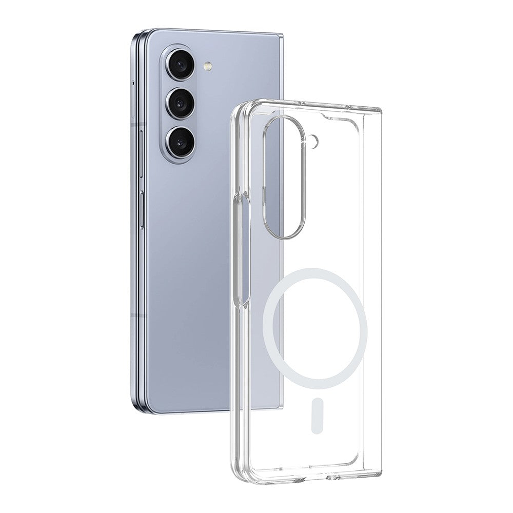 Galaxy Z Fold 5 Kamera Korumalı M-Safe Şarj Özellikli Şeffaf Zore London Sert PC Kapak