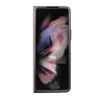 Galaxy Z Fold 5 Kılıf Guess Orjinal Lisanslı PU Deri Taşlı Üçgen Logo 4G Desenli Strass Kapak Pembe