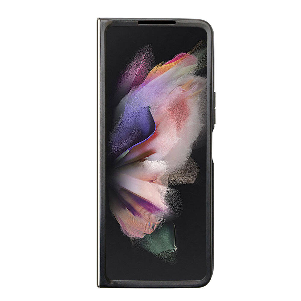 Galaxy Z Fold 5 Kılıf Guess Orjinal Lisanslı PU Deri Taşlı Üçgen Logo 4G Desenli Strass Kapak Pembe