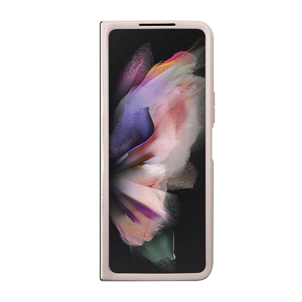 Galaxy Z Fold 5 Kılıf Guess Orjinal Lisanslı PU Deri Taşlı Üçgen Logo 4G Desenli Strass Kapak Kahverengi