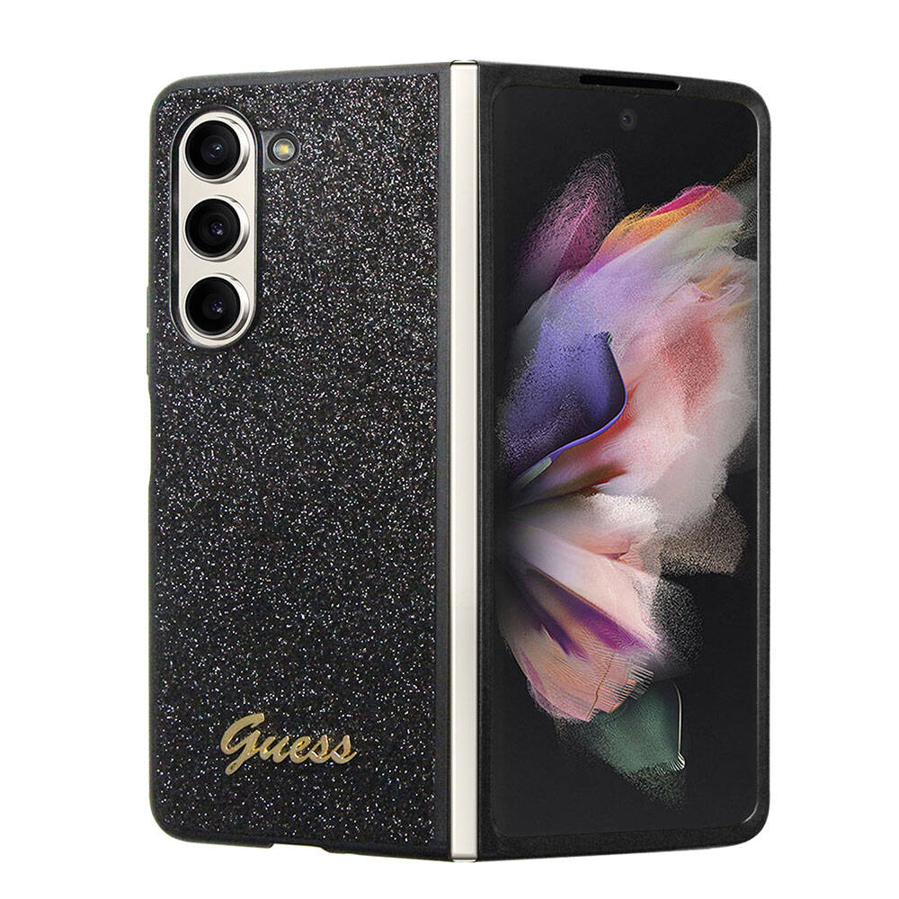 Galaxy Z Fold 5 Kılıf Guess Orjinal Lisanslı Yazı Logolu Glitter Script Kapak Gold