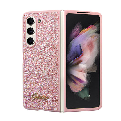 Galaxy Z Fold 5 Kılıf Guess Orjinal Lisanslı Yazı Logolu Glitter Script Kapak Siyah