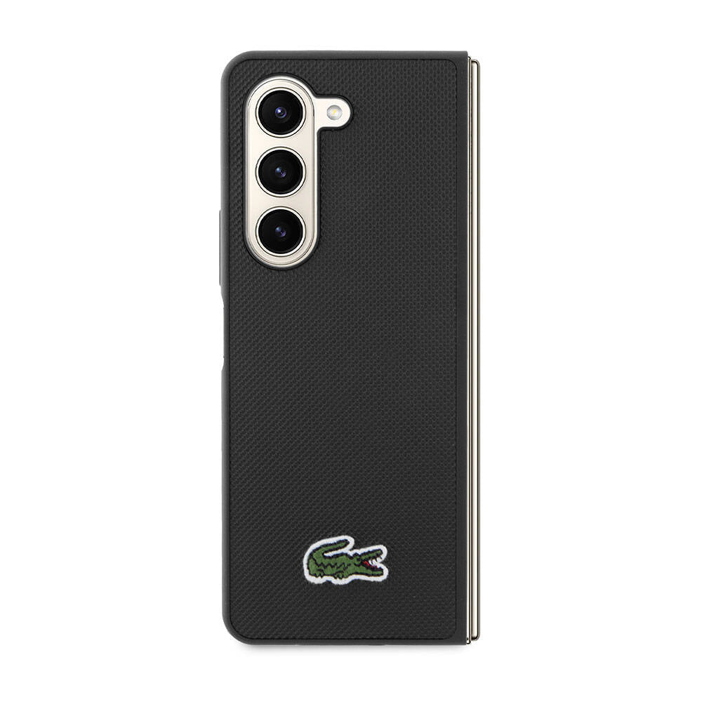 Galaxy Z Fold 5 Kılıf Lacoste Orjinal Lisanslı PU Pike Desenli Arka Yüzey İkonik Timsah Dokuma Logolu Kapak Yeşil
