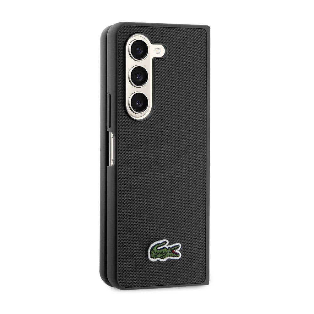 Galaxy Z Fold 5 Kılıf Lacoste Orjinal Lisanslı PU Pike Desenli Arka Yüzey İkonik Timsah Dokuma Logolu Kapak Lacivert