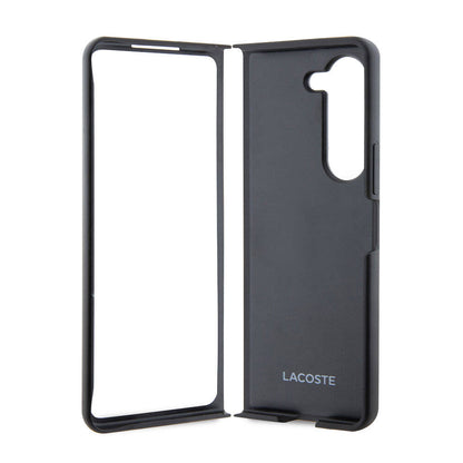 Galaxy Z Fold 5 Kılıf Lacoste Orjinal Lisanslı PU Pike Desenli Arka Yüzey İkonik Timsah Dokuma Logolu Kapak Yeşil