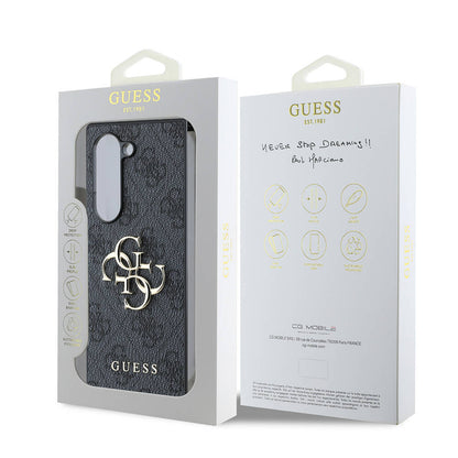 Galaxy Z Fold 6 Kılıf Guess Orjinal Lisanslı Leather Metal Logo Kapak Pembe