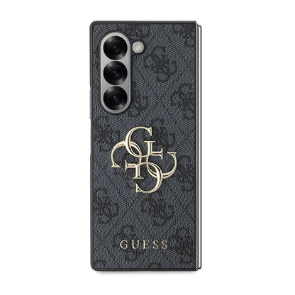 Galaxy Z Fold 6 Kılıf Guess Orjinal Lisanslı Leather Metal Logo Kapak Kahverengi