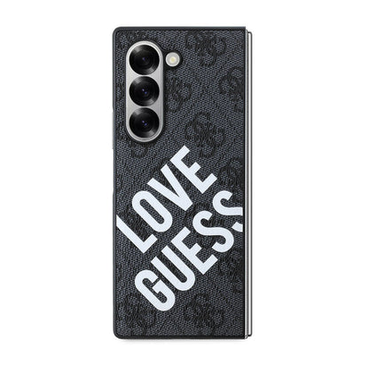 Galaxy Z Fold 6 Kılıf Guess Orjinal Lisanslı M-safe Şarj Özellikli Love Guess Printing Kapak Siyah