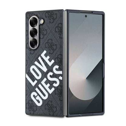 Galaxy Z Fold 6 Kılıf Guess Orjinal Lisanslı M-safe Şarj Özellikli Love Guess Printing Kapak Siyah