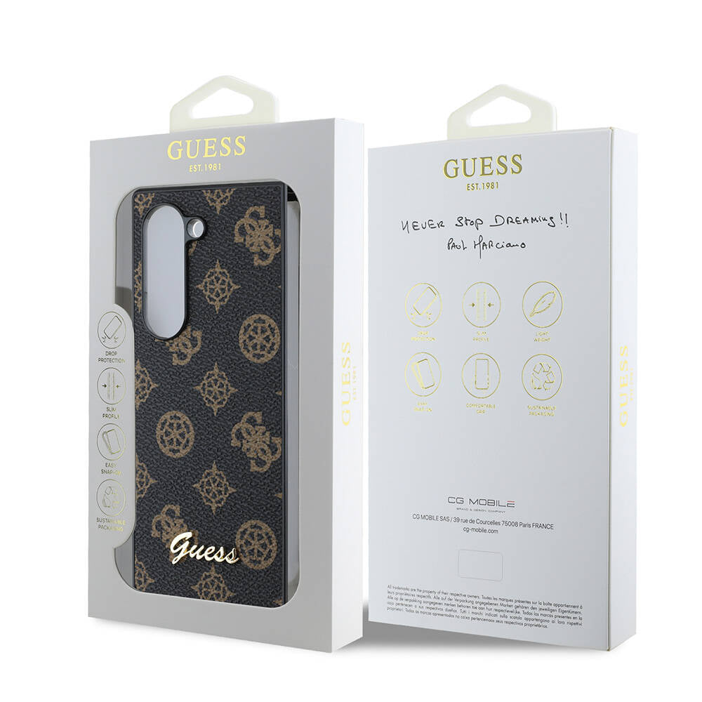 Galaxy Z Fold 6 Kılıf Guess Orjinal Lisanslı Peony Script Kapak Siyah