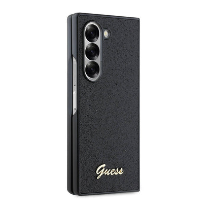 Galaxy Z Fold 6 Kılıf Guess Orjinal Lisanslı Yazı Logolu Glitter Script Kapak Siyah