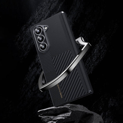 Galaxy Z Fold 6 Kılıf Karbon Fiber Benks Montage ArmorAir Kevlar Kapak Siyah