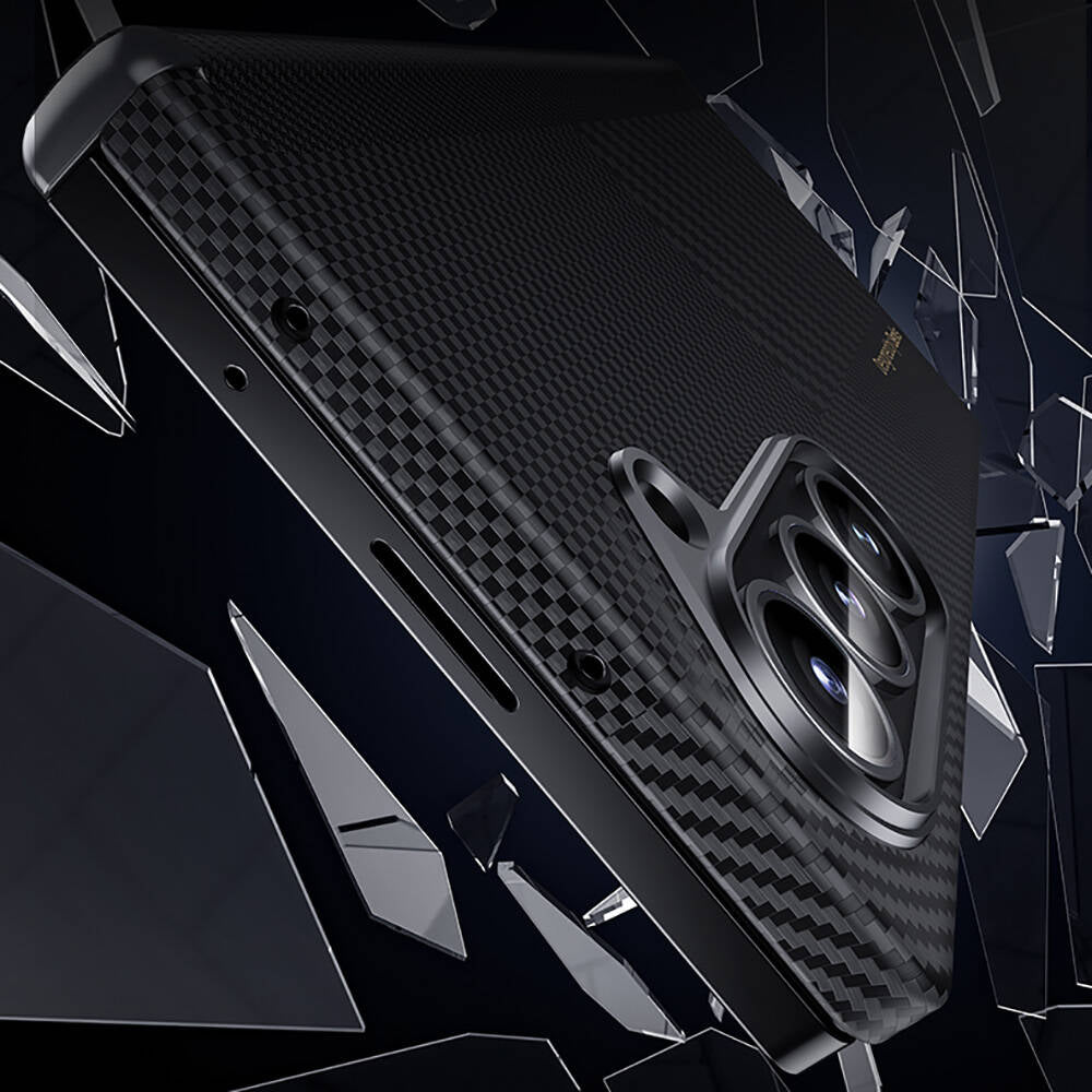Galaxy Z Fold 6 Kılıf Karbon Fiber Benks Montage ArmorAir Kevlar Kapak Siyah