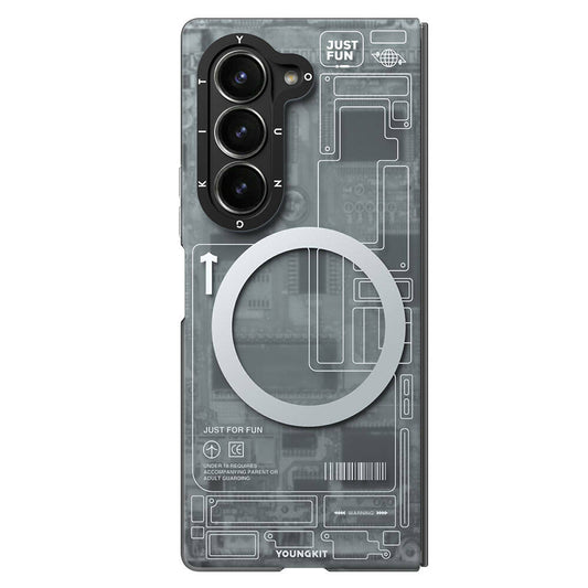 Galaxy Z Fold 6 Kılıf M-safe Şarj Özellikli Youngkit Technology Serisi Kapak Mavi