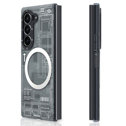 Galaxy Z Fold 6 Kılıf M-safe Şarj Özellikli Youngkit Technology Serisi Kapak Mavi