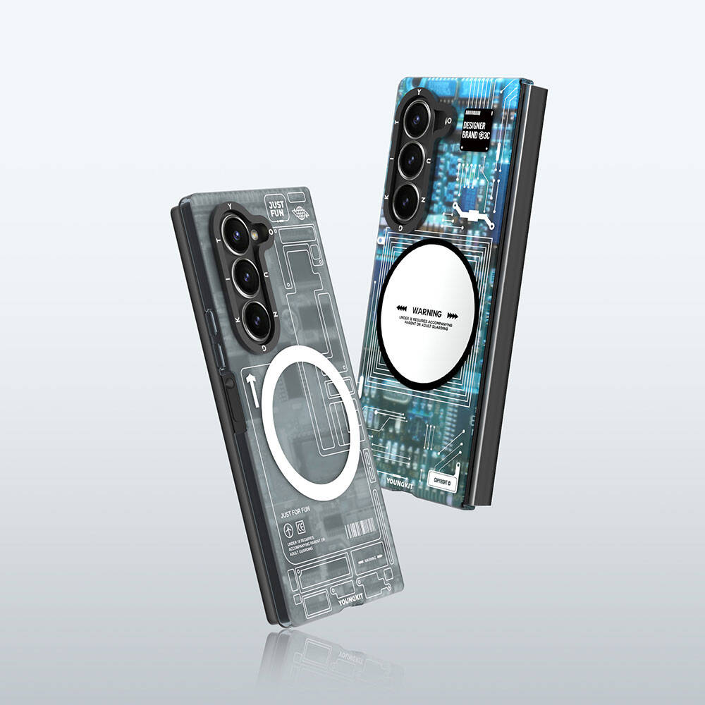 Galaxy Z Fold 6 Kılıf M-safe Şarj Özellikli Youngkit Technology Serisi Kapak Siyah