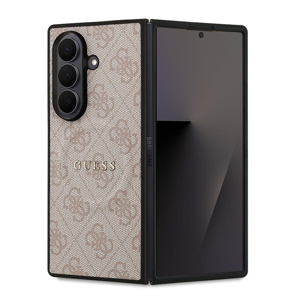 Galaxy Z Fold 7 Kılıf Guess Orjinal Lisanslı M-safe Şarj Özellikli 4G Desen Yazı Logolu Kapak Pembe