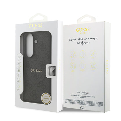 Galaxy Z Fold 7 Kılıf Guess Orjinal Lisanslı M-safe Şarj Özellikli 4G Desen Yazı Logolu Kapak Siyah