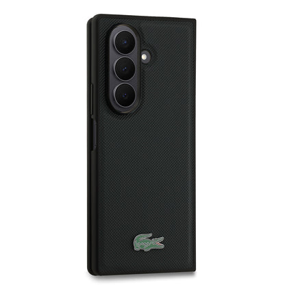 Galaxy Z Fold 7 Kılıf Lacoste Orjinal Lisanslı M-safe Şarj Özellikli Pike Desenli Arka Yüzey İkonik Timsah Metal Logolu Kapak Yeşil