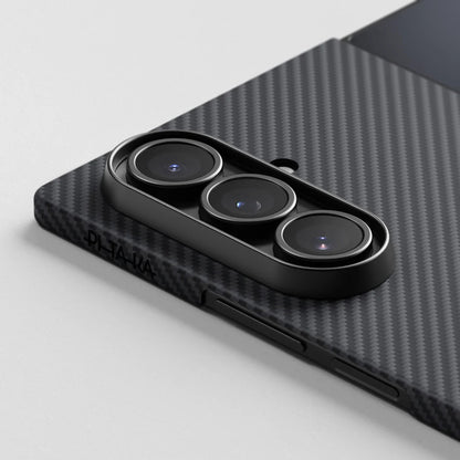 Galaxy Z Fold 7 Kılıf M-safe Şarj Özellikli 600D Aramid Fiber Pitaka Ultra-Slim Classic Serisi Black-Grey Twill Kapak Siyah-Gri