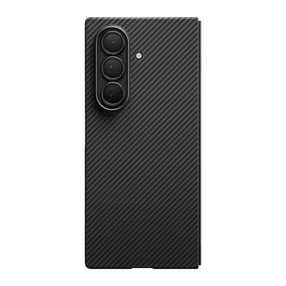 Galaxy Z Fold 7 Kılıf M-safe Şarj Özellikli 600D Aramid Fiber Pitaka Ultra-Slim Classic Serisi Black-Grey Twill Kapak Siyah-Gri