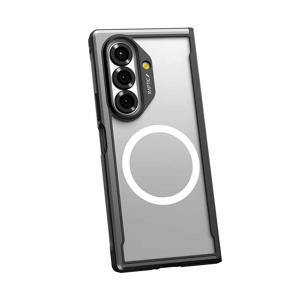 Galaxy Z Fold 7 Kılıf M-safe Şarj Özellikli Airbagli Raptic Shield Serisi Şeffaf Arka Yüzey Kapak Siyah