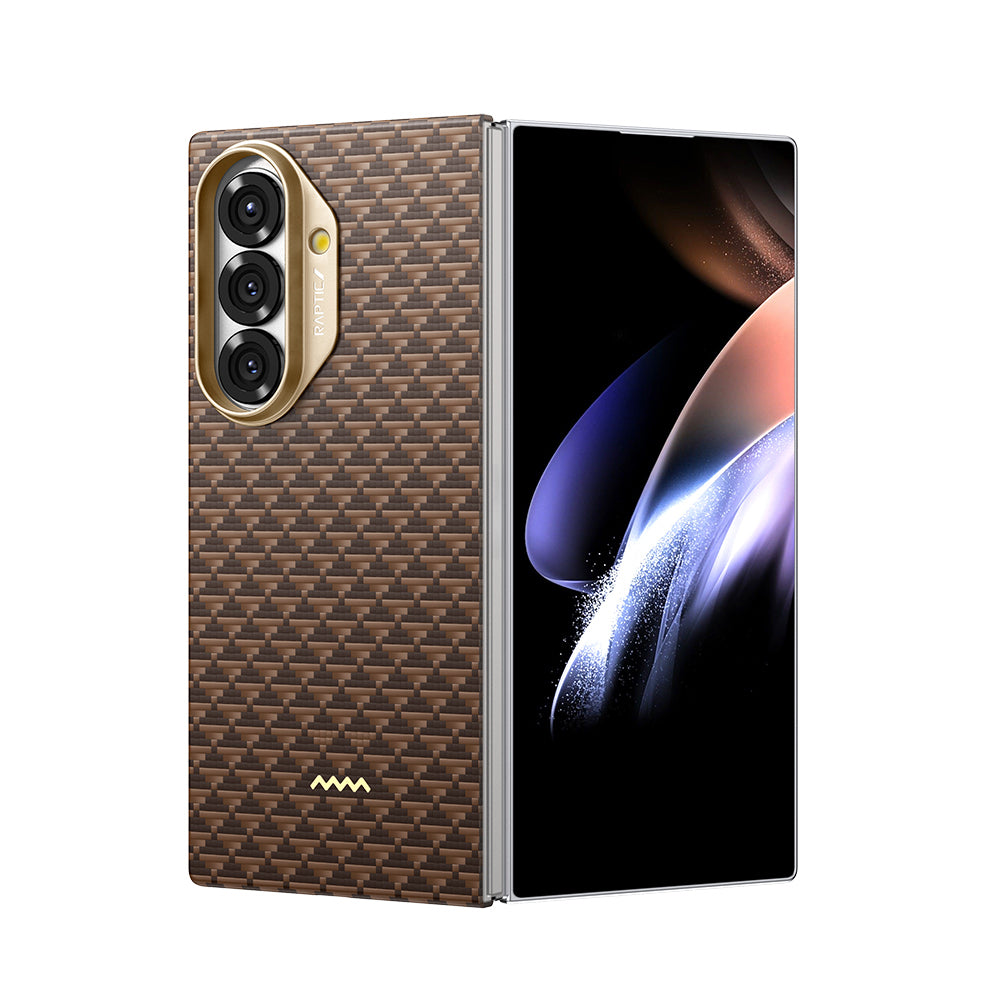 Galaxy Z Fold 7 Kılıf M-safe Şarj Özellikli Raptic Aramid Skin Origin Serisi Kapak Kahverengi