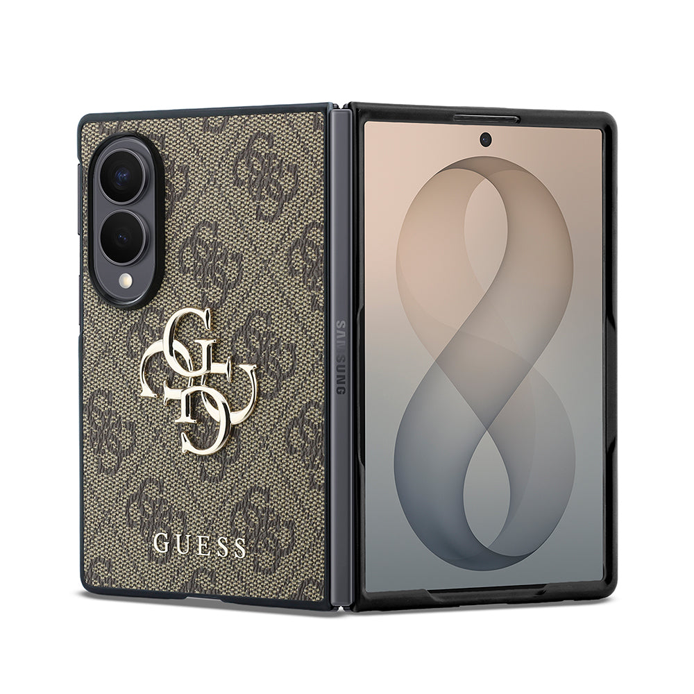Galaxy Z Fold 8 Kılıf Guess Orjinal Lisanslı 4G Desenli Metal Büyük 4G ve Yazı Logolu Kapak