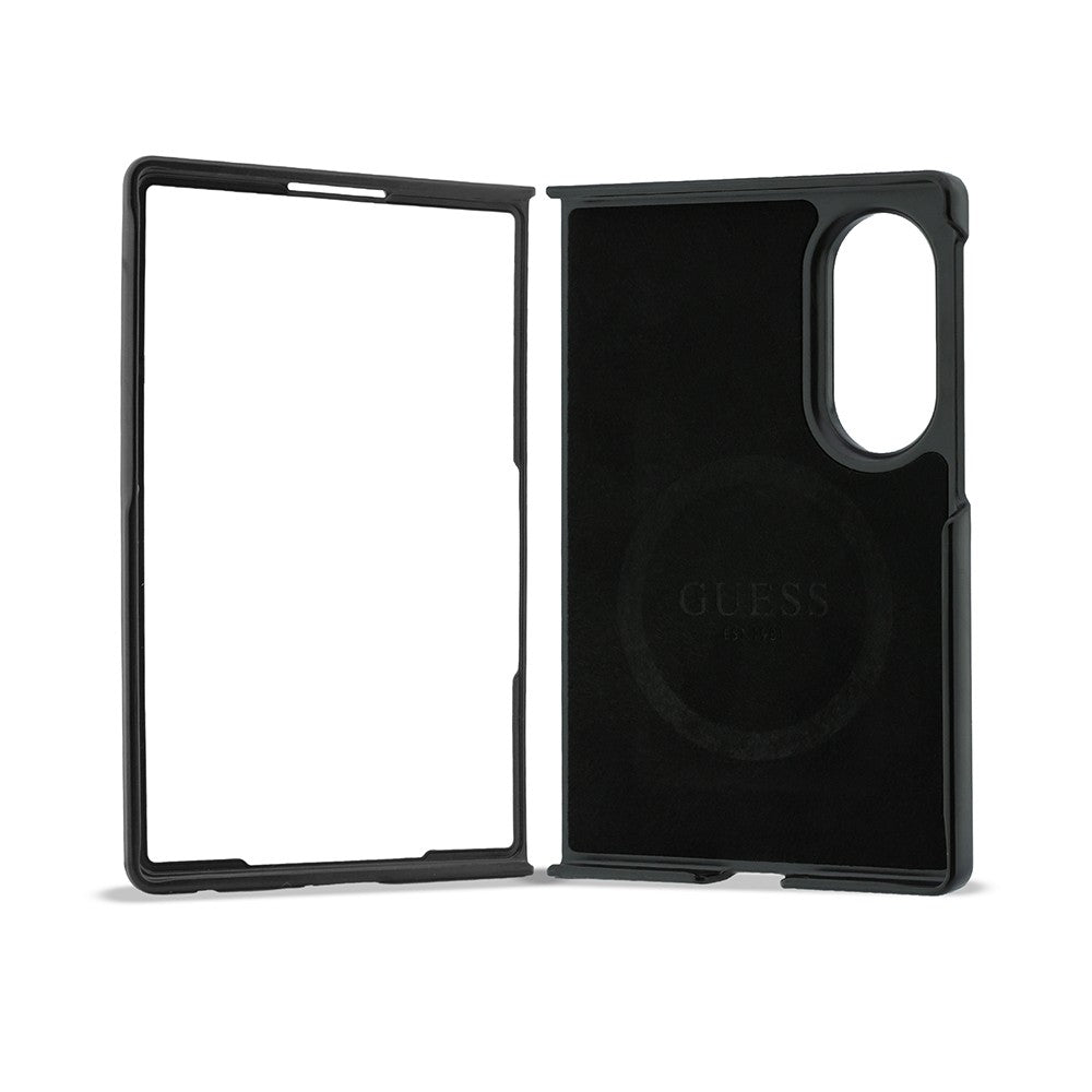 Galaxy Z Fold 8 Kılıf Guess Orjinal Lisanslı M-safe Şarj Özellikli 360 Derece Dönebilen Standlı PU Metal Logolu Kapak
