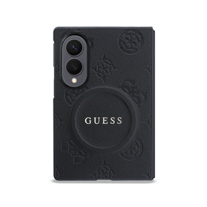 Galaxy Z Fold 8 Kılıf Guess Orjinal Lisanslı M-safe Şarj Özellikli Peony Sıcak Baskılı Klasik Yazı Logolu Saffiano Kapak
