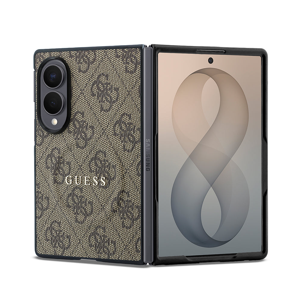 Galaxy Z Fold 8 Kılıf Guess Orjinal Lisanslı M-safe Şarj Özellikli PU Deri 4G Desenli Yazı Logolu Kapak