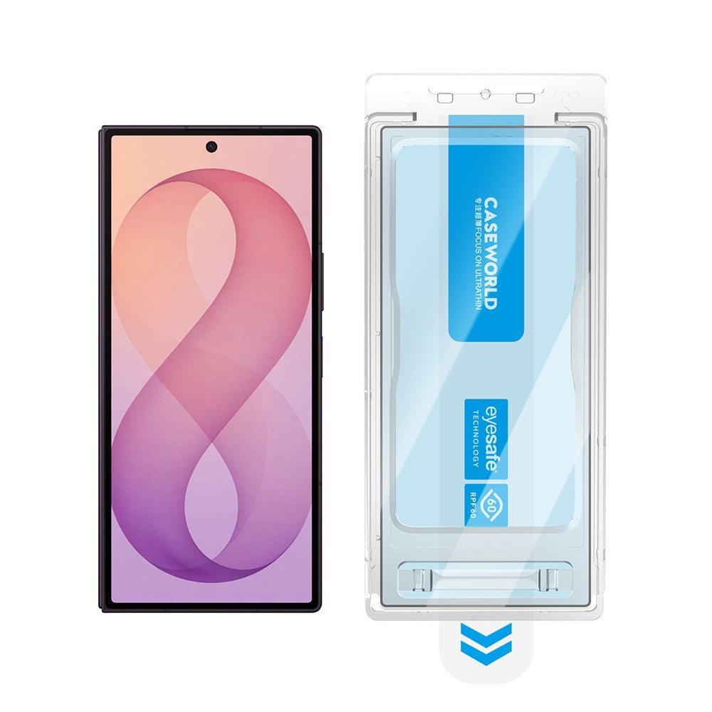 Galaxy Z Fold 8 Ultra CaseWorld Applicator Serisi 2.5D Eyesafe Mavi Işık Teknolojili Safir 0.33mm Temperli Cam Ekran Koruyucu + Uygulama Aparatı