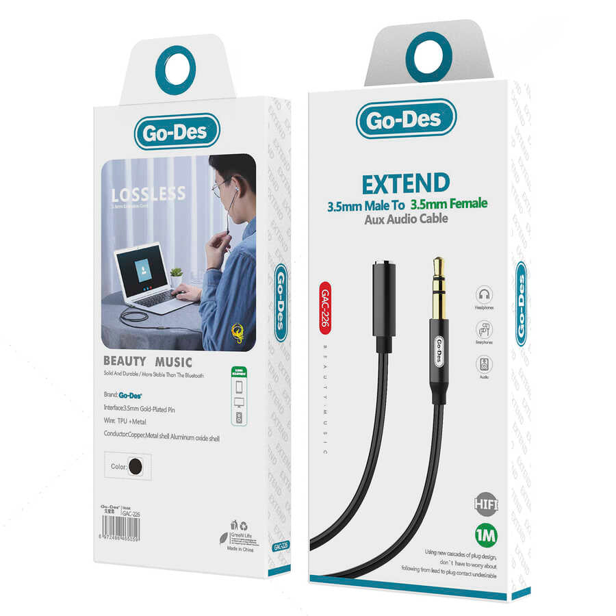 Go Des GAC-226 3.5mm To Aux Audio Kablo Siyah